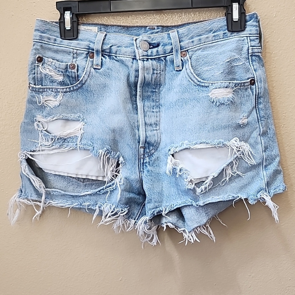Levi's 501 Denim Shorts Distressed Jean Shorts 4